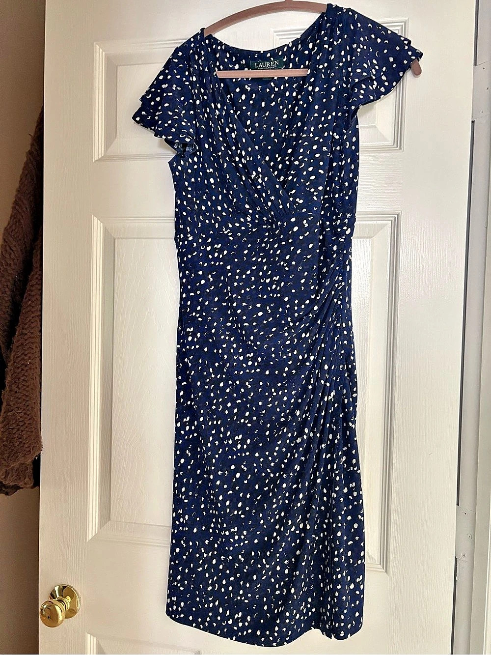 Lauren Ralph Lauren Blue & White Printed Midi Dress